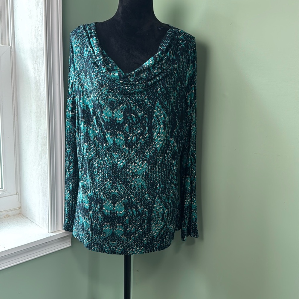 212 collection teal and navy blouse XL